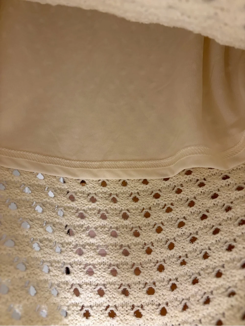 Worthington Cream Crochet Panel Curtain - Openwork Texture